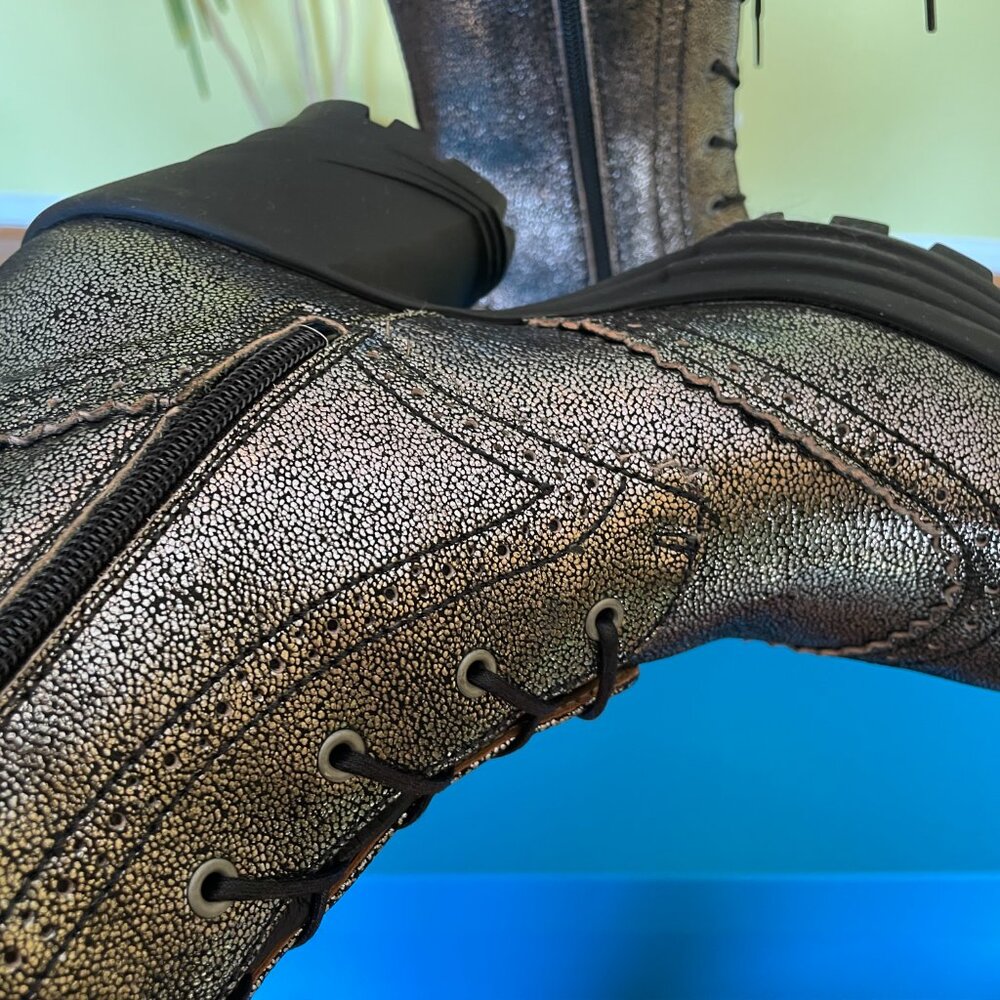 Fluevog Mellow Melody Tall Lace-Up Brogue Boots - Picture 10 of 11